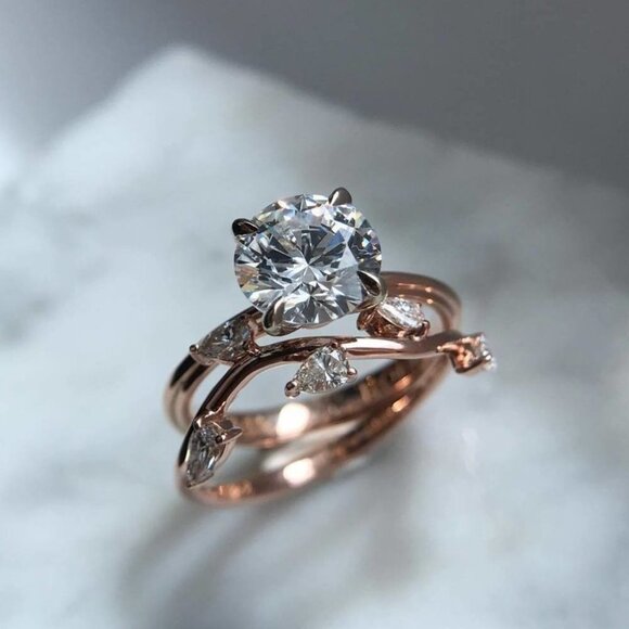 💥 Romantic Pure Gemstone Twining Vines Zircon Ring for Women, EVGG1455 - Picture 2 of 3